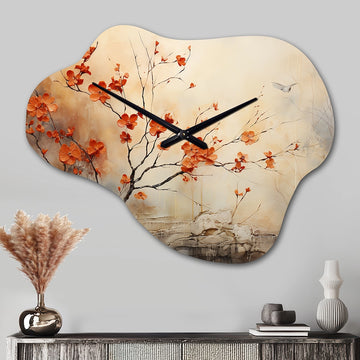 Maple Trees Glowing Embers I - Asymmetric Metal Wall Clock